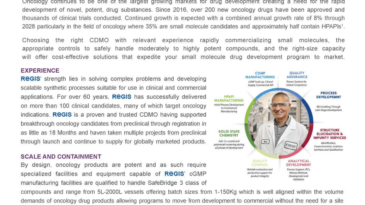 Regis Custom Pharma Oncology Capabilities